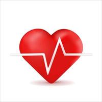 Red heart with white cardiogram. Vector design