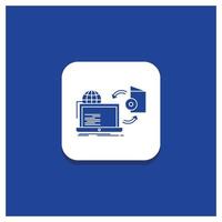 Blue Round Button for Disc. online. game. publish. publishing Glyph icon vector