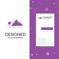 Business Logo for hill. landscape. nature. mountain. tree. Vertical Purple Business .Visiting Card template. Creative background vector illustration