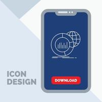 grande. cuadro. datos. mundo. icono de línea infográfica en el móvil para la página de descarga vector