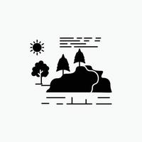 hill. landscape. nature. mountain. rain Glyph Icon. Vector isolated illustration