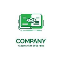 knowledge. book. eye. view. growth Flat Business Logo template. Creative Green Brand Name Design. vector