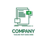 data. document. file. media. website Flat Business Logo template. Creative Green Brand Name Design. vector