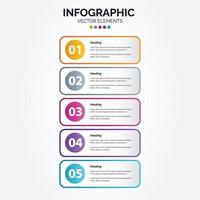 Vertical Infographic design template with 5 options or steps. vector