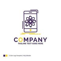 Company Name Logo Design For data. information. mobile. research. science. Purple and yellow Brand Name Design with place for Tagline. Creative Logo template for Small and Large Business. vector