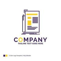 Company Name Logo Design For Gazette. media. news. newsletter. newspaper. Purple and yellow Brand Name Design with place for Tagline. Creative Logo template for Small and Large Business. vector