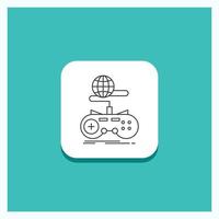 Round Button for Game. gaming. internet. multiplayer. online Line icon Turquoise Background vector