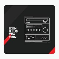 Red and Black Creative presentation Background for rack. component. module. sound. studio Line Icon vector