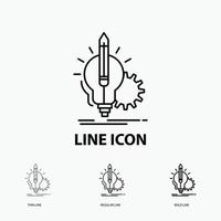 Idea. insight. key. lamp. lightbulb Icon in Thin. Regular and Bold Line Style. Vector illustration