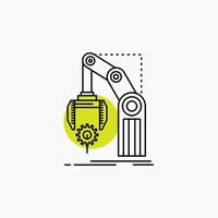 Automation. factory. hand. mechanism. package Line Icon vector