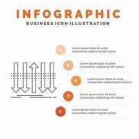 flecha. negocio. distinción. delantero. plantilla de infografía de individualidad para sitio web y presentación. icono de línea gris con ilustración de vector de estilo infográfico naranja