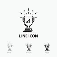 award. trophy. win. prize. first Icon in Thin. Regular and Bold Line Style. Vector illustration