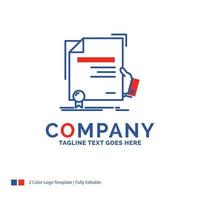 Company Name Logo Design For certificate. degree. education. award. agreement. Blue and red Brand Name Design with place for Tagline. Abstract Creative Logo template for Small and Large Business. vector