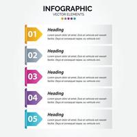 diseño infográfico vertical vectorial con iconos. 5 opciones o 5 pasos. diagrama de proceso diagrama de flujo gráfico de información vector