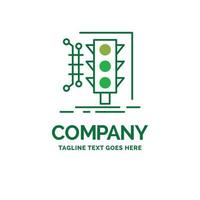 City. management. monitoring. smart. traffic Flat Business Logo template. Creative Green Brand Name Design. vector