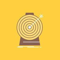 Aim. focus. goal. target. targeting Flat Line Filled Icon. Beautiful Logo button over yellow background for UI and UX. website or mobile application vector