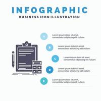 contabilidad. bancario. calculadora. Finanzas. plantilla de infografía de auditoría para sitio web y presentación. icono de glifo gris con ilustración de vector de estilo infográfico azul.