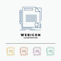 agreement. contract. deal. document. paper 5 Color Line Web Icon Template isolated on white. Vector illustration