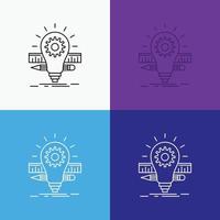 Development. idea. bulb. pencil. scale Icon Over Various Background. Line style design. designed for web and app. Eps 10 vector illustration