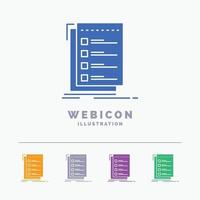 Check. checklist. list. task. to do 5 Color Glyph Web Icon Template isolated on white. Vector illustration