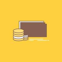 Finance. investment. payment. Money. dollar Flat Line Filled Icon. Beautiful Logo button over yellow background for UI and UX. website or mobile application vector