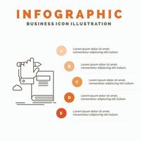 education. knowledge. learning. progress. growth Infographics Template for Website and Presentation. Line Gray icon with Orange infographic style vector illustration