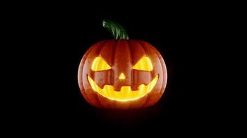 Halloween pumpkin with flashing eyes 3d rendered loop animation. video