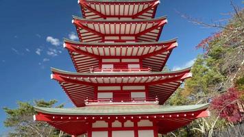 2019-11-18 japon. Vidéo 4k uhd de la pagode chureito à fujiyoshida, yamanashi, japon. video