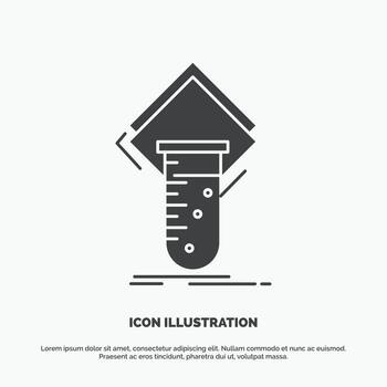 química. laboratorio. estudiar. prueba. icono de prueba. símbolo gris vectorial de glifo para ui y ux. sitio web o aplicación móvil vector