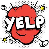 yelp Comic bright template with speech bubbles on colorful frames vector