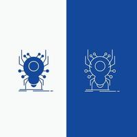 insecto. insecto. araña. virus. línea de aplicación y botón web de glifo en banner vertical de color azul para ui y ux. sitio web o aplicación móvil vector