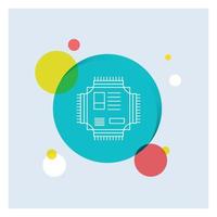 Chip. cpu. microchip. processor. technology White Line Icon colorful Circle Background vector