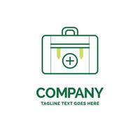 bag. camping. health. hiking. luggage Flat Business Logo template. Creative Green Brand Name Design. vector