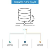 Algorithm. chart. data. diagram. flow Business Flow Chart Design with 3 Steps. Line Icon For Presentation Background Template Place for text vector