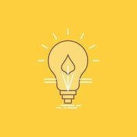 bulb. idea. electricity. energy. light Flat Line Filled Icon. Beautiful Logo button over yellow background for UI and UX. website or mobile application vector