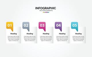 plantilla de infografía horizontal de negocios números 5 opciones o pasos vector