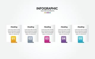 diseño de línea delgada de infografía horizontal vectorial con iconos y 5 opciones o pasos. infografía horizontal para el concepto de negocio. se puede utilizar para banner de presentaciones. diseño de flujo de trabajo vector