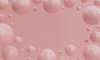 fondo rosa abstracto. Representación rosa 3d con bolas de esfera de colores. foto