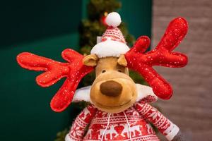 Soft toy Christmas deer close up photo