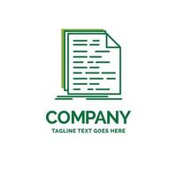 Code. coding. doc. programming. script Flat Business Logo template. Creative Green Brand Name Design. vector