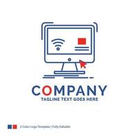 Company Name Logo Design For Control. computer. monitor. remote. smart. Blue and red Brand Name Design with place for Tagline. Abstract Creative Logo template for Small and Large Business. vector