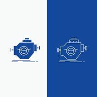 Engine. industry. machine. motor. performance Line and Glyph web Button in Blue color Vertical Banner for UI and UX. website or mobile application vector