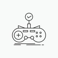 Check. controller. game. gamepad. gaming Line Icon. Vector isolated illustration