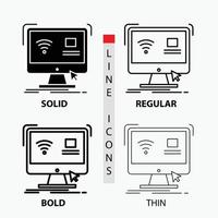 Control. computer. monitor. remote. smart Icon in Thin. Regular. Bold Line and Glyph Style. Vector illustration