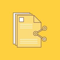 content. files. sharing. share. document Flat Line Filled Icon. Beautiful Logo button over yellow background for UI and UX. website or mobile application vector