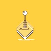 arcade. game. gaming. joystick. stick Flat Line Filled Icon. Beautiful Logo button over yellow background for UI and UX. website or mobile application vector