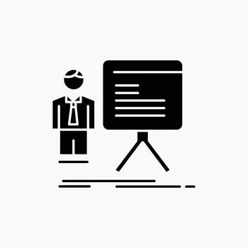 presentation. businessman. chart. graph. progress Glyph Icon. Vector isolated illustration