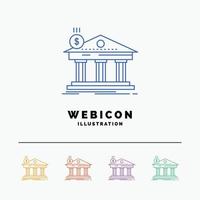 Architecture. bank. banking. building. federal 5 Color Line Web Icon Template isolated on white. Vector illustration