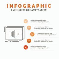 Audio. frequency. hertz. sequence. wave Infographics Template for Website and Presentation. Line Gray icon with Orange infographic style vector illustration