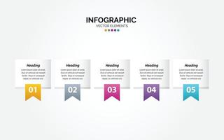 Horizontal Infographic arrow design with 5 options or steps. vector